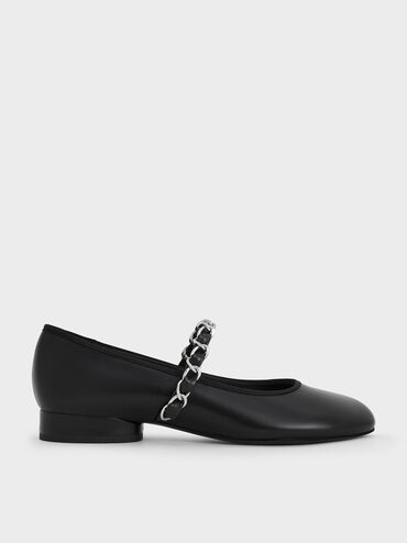 Braided-Strap Mary Janes, Black, hi-res