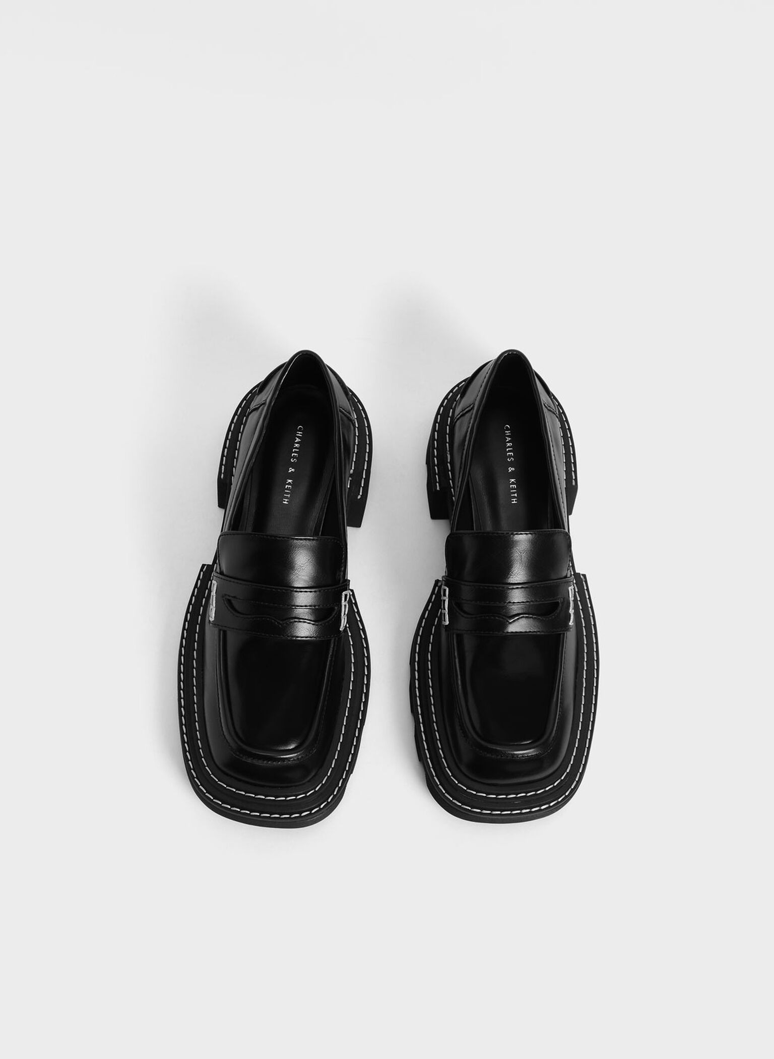 Perline Chunky Penny Loafers, Black, hi-res
