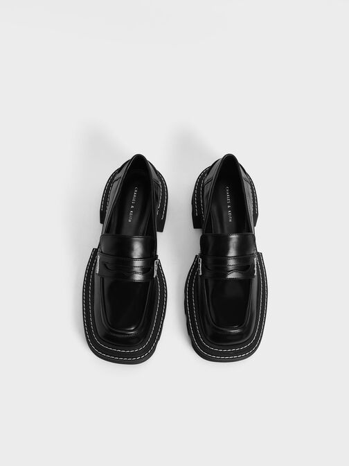 Perline Chunky Penny Loafers, Black, hi-res