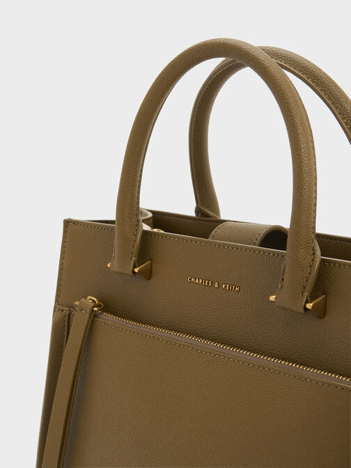 Anwen Structured Tote Bag, Khaki, hi-res