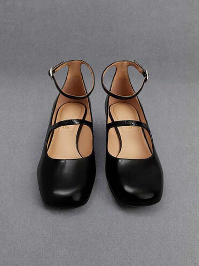 Claire Leather Mary Jane Pumps, Black Box, hi-res