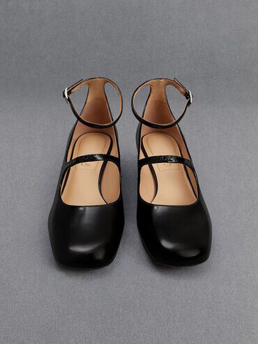 Claire Leather Mary Jane Pumps, Black Box, hi-res