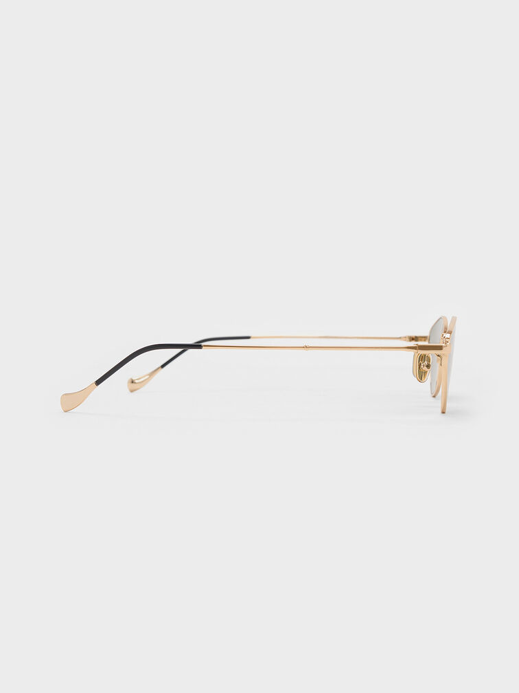 Jax Metal-Frame Geometric Sunglasses, Gold, hi-res