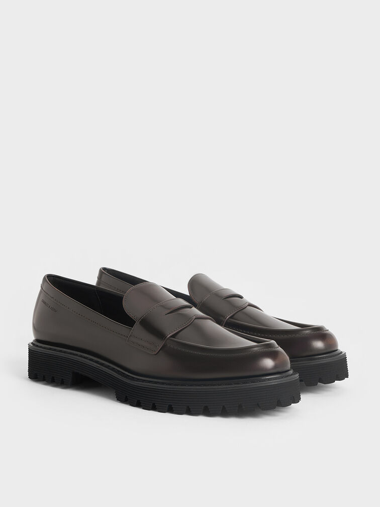 Kaiya Penny Loafers, Dark Brown, hi-res