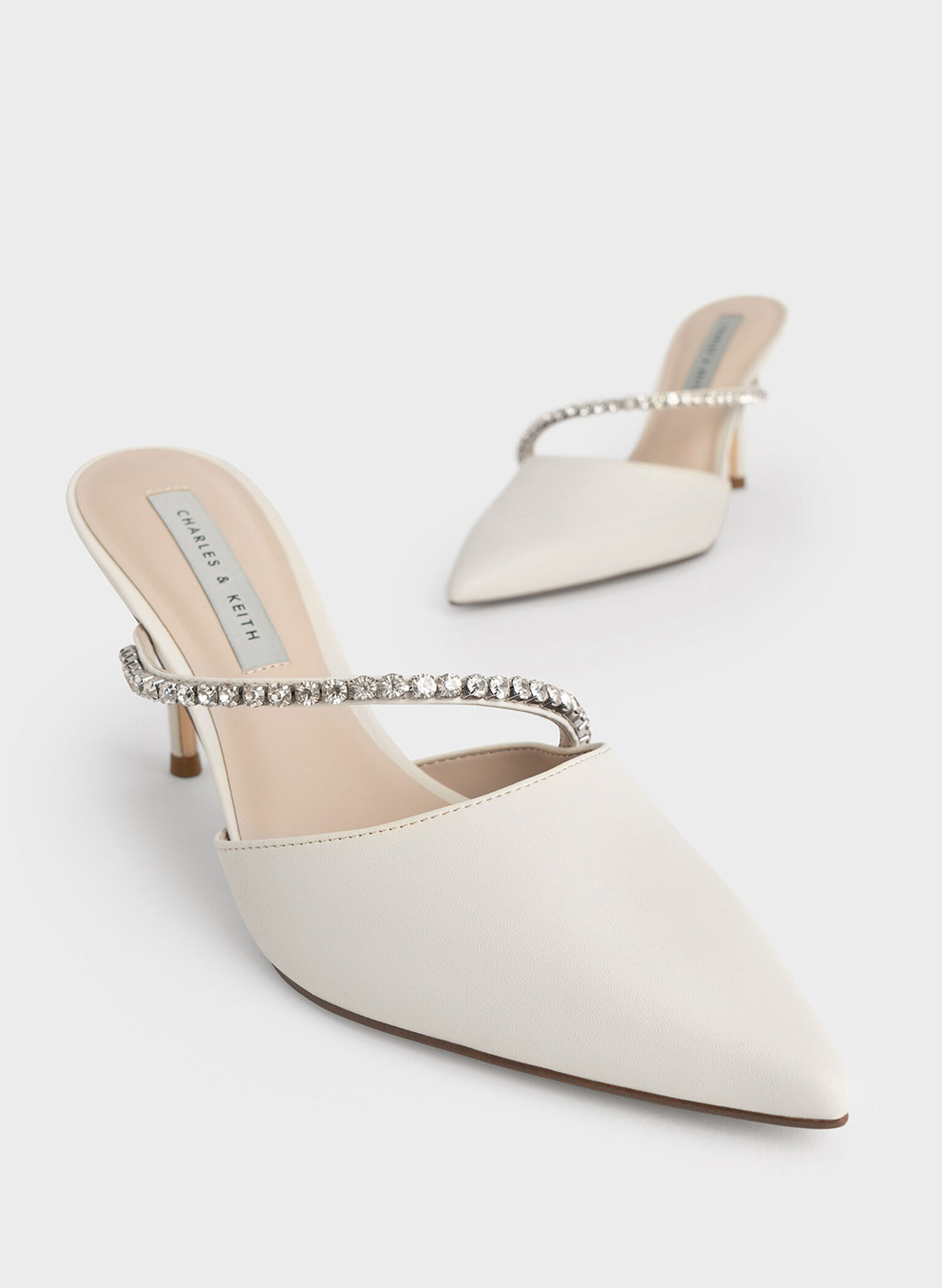 Gem-Encrusted Stiletto Mules, Chalk, hi-res