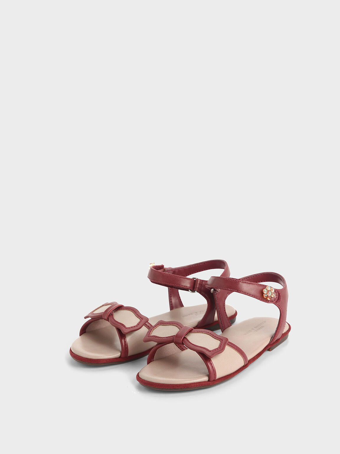Girls&apos; Bow Detail Open Toe Sandals, Brick, hi-res