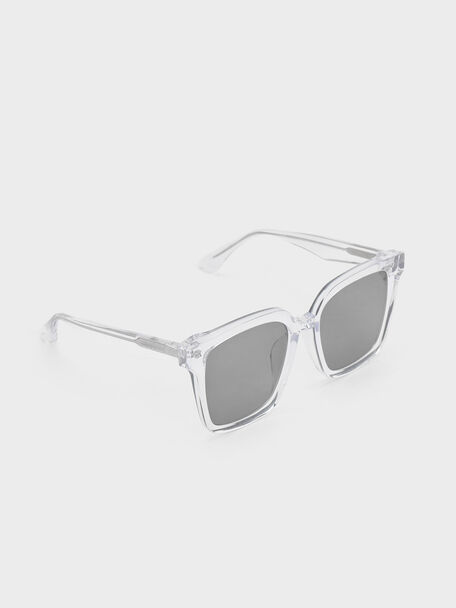 Recycled Acetate Classic Butterfly Sunglasses, Clear, hi-res