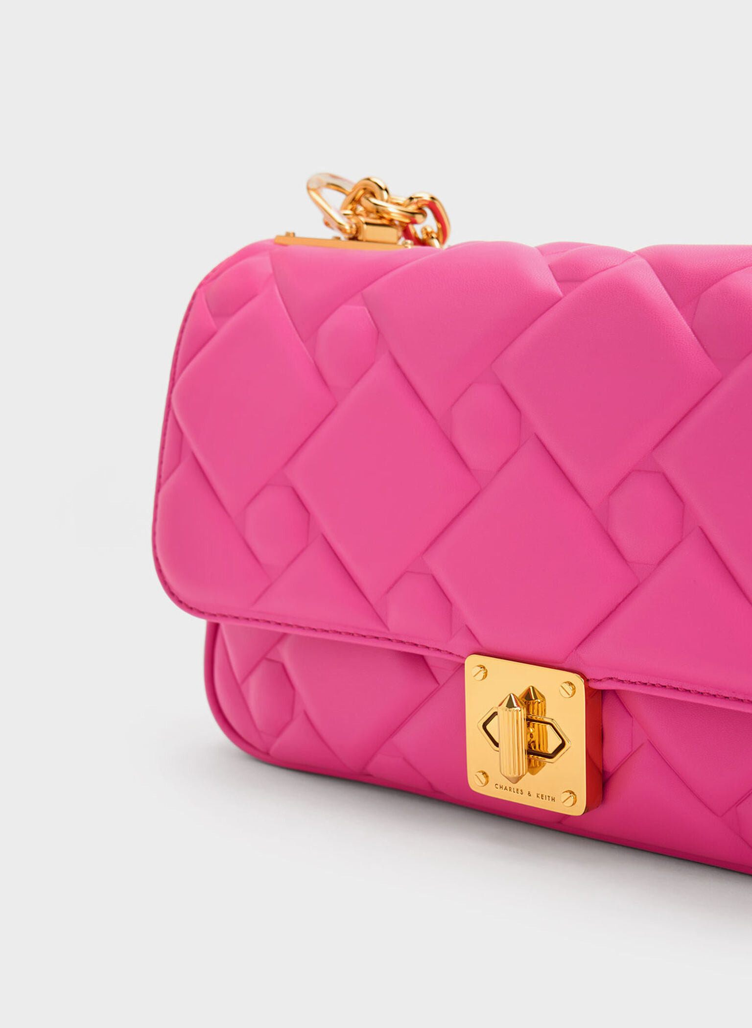 Tillie Quilted Chain Bag, Fuchsia, hi-res