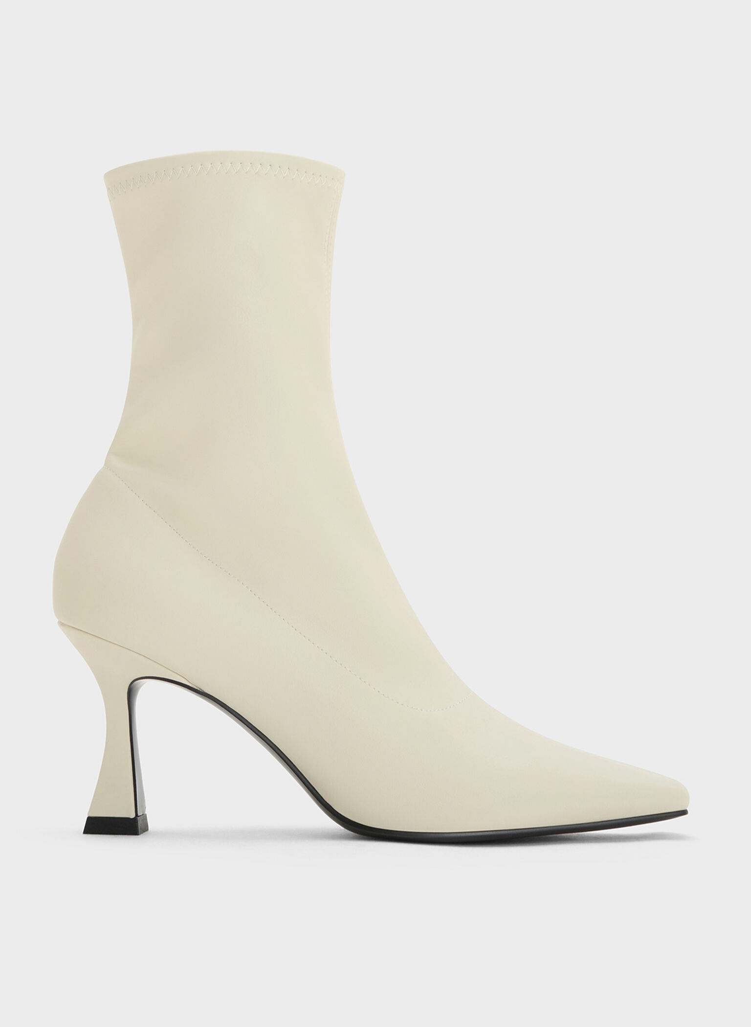 Elongated Square-Toe Ankle Boots, Chalk, hi-res