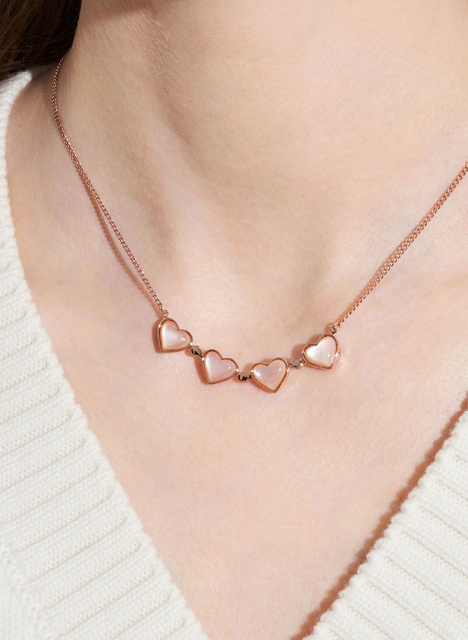 Annalise Clover Heart Necklace, Rose Gold, hi-res