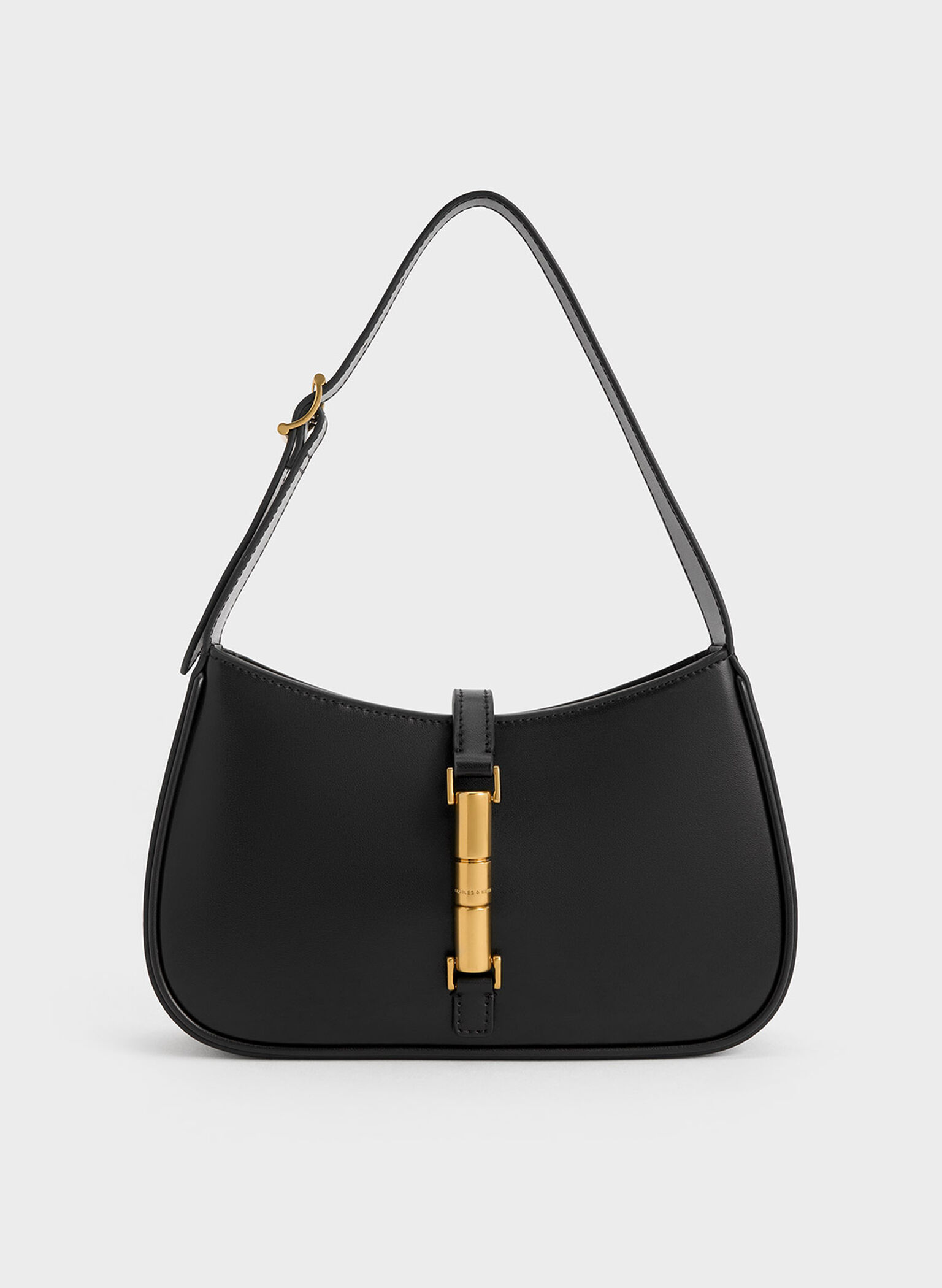 Cesia Metallic Accent Shoulder Bag, Black, hi-res