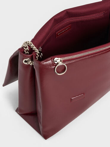 Sianna Chain-Handle Shoulder Bag, Burgundy, hi-res