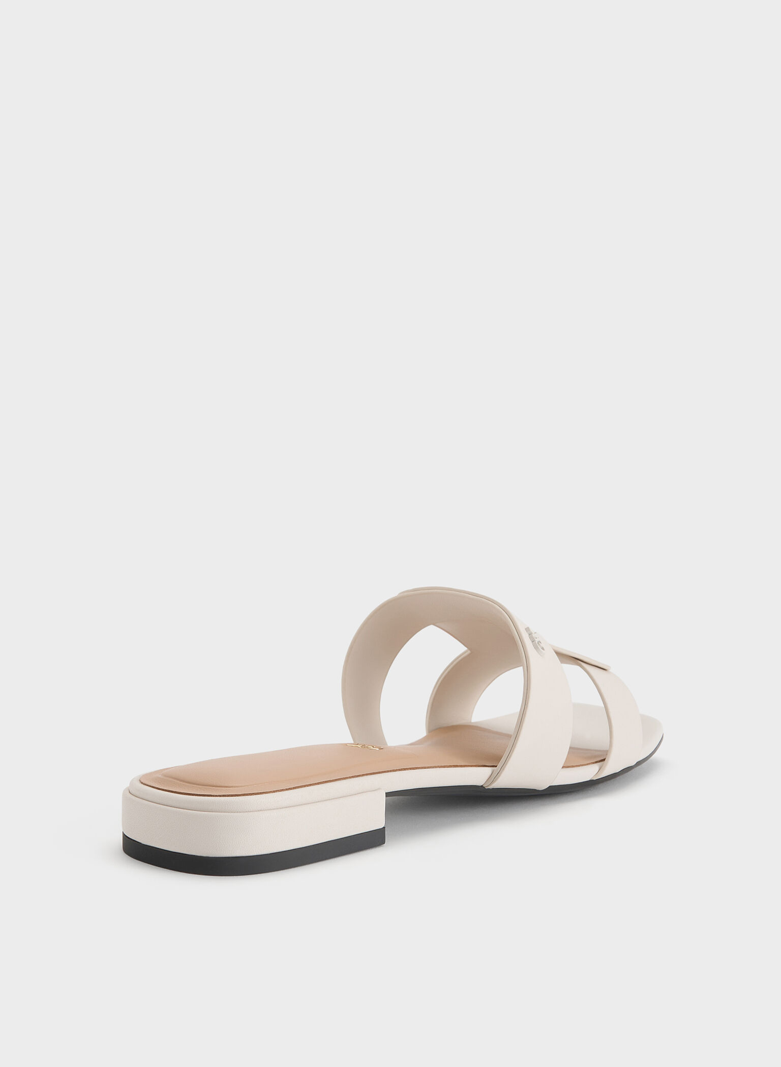 Joan Leather Slide Sandals, White, hi-res