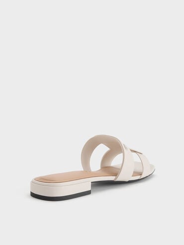 Joan Leather Slide Sandals, White, hi-res