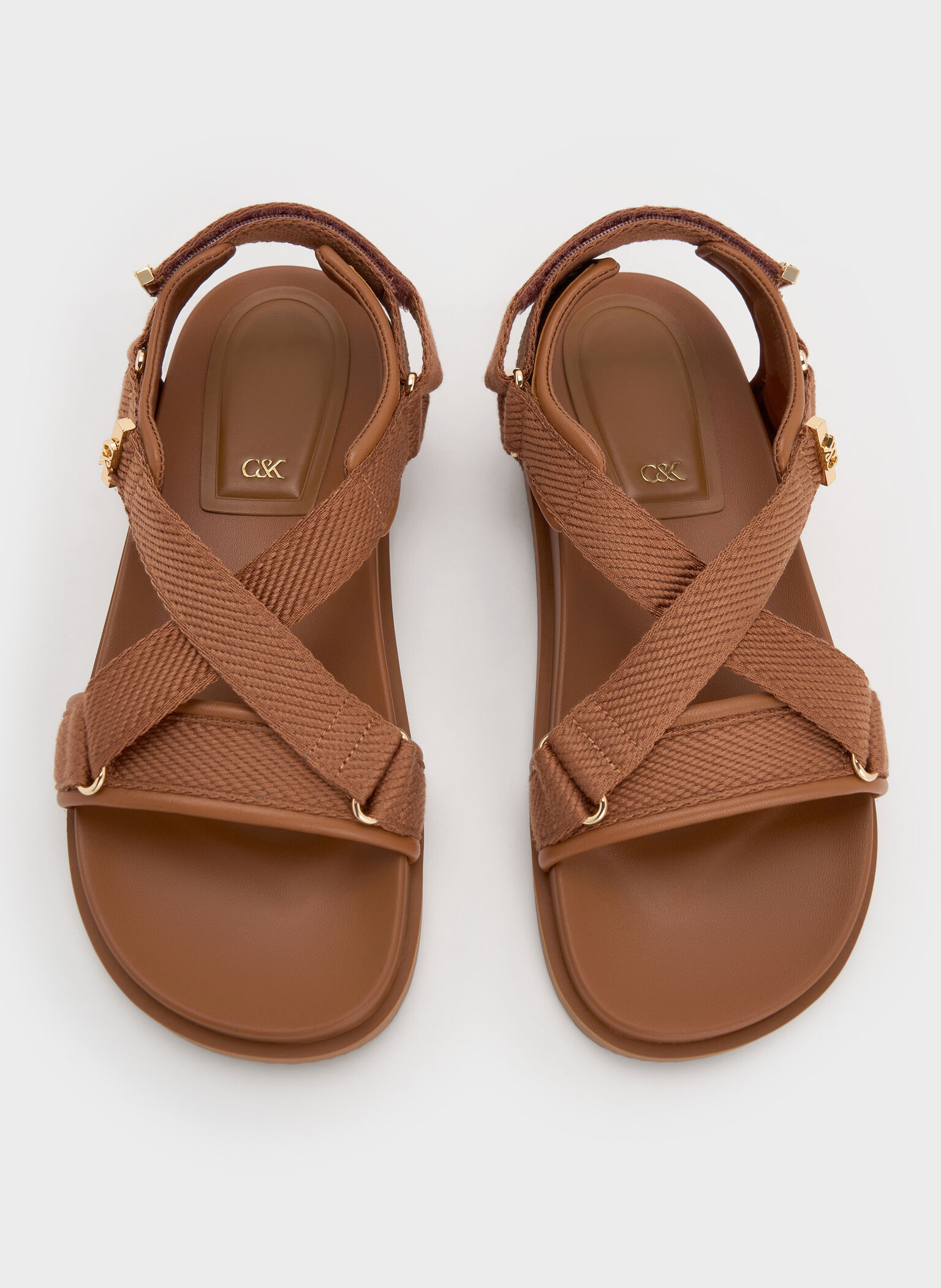 Granta Leather & Fabric Crossover Sports Sandals, Brown, hi-res