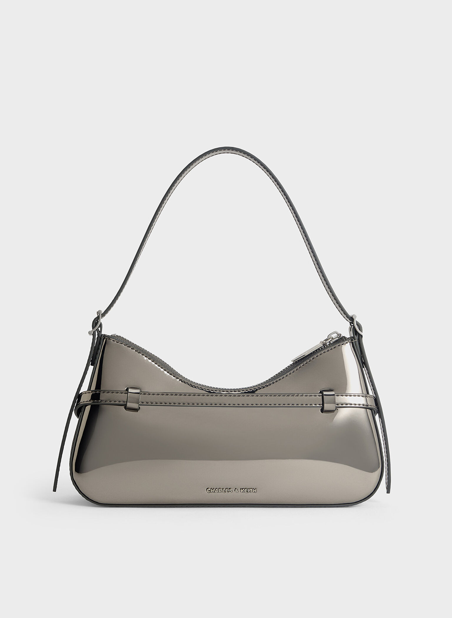 Sloane Metallic Shoulder Bag, Pewter, hi-res