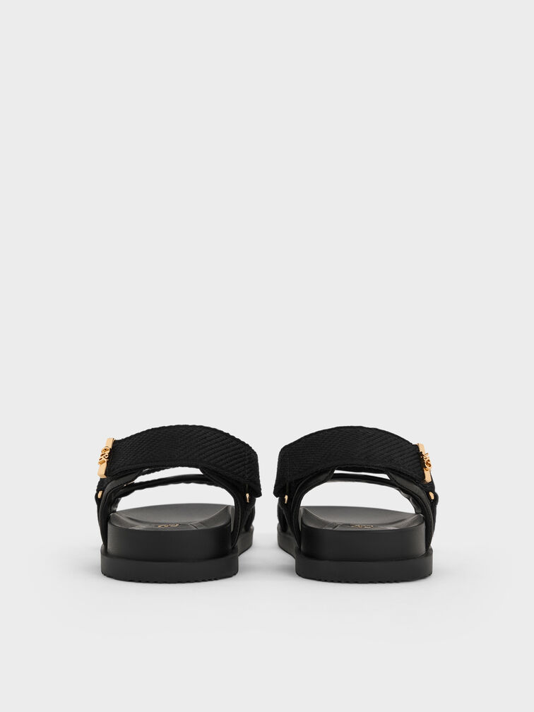 Granta Leather & Fabric Crossover Sports Sandals, Black, hi-res