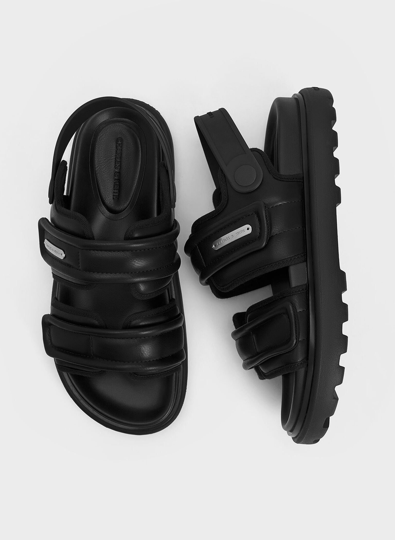 Romilly Puffy Sports Sandals, Black, hi-res
