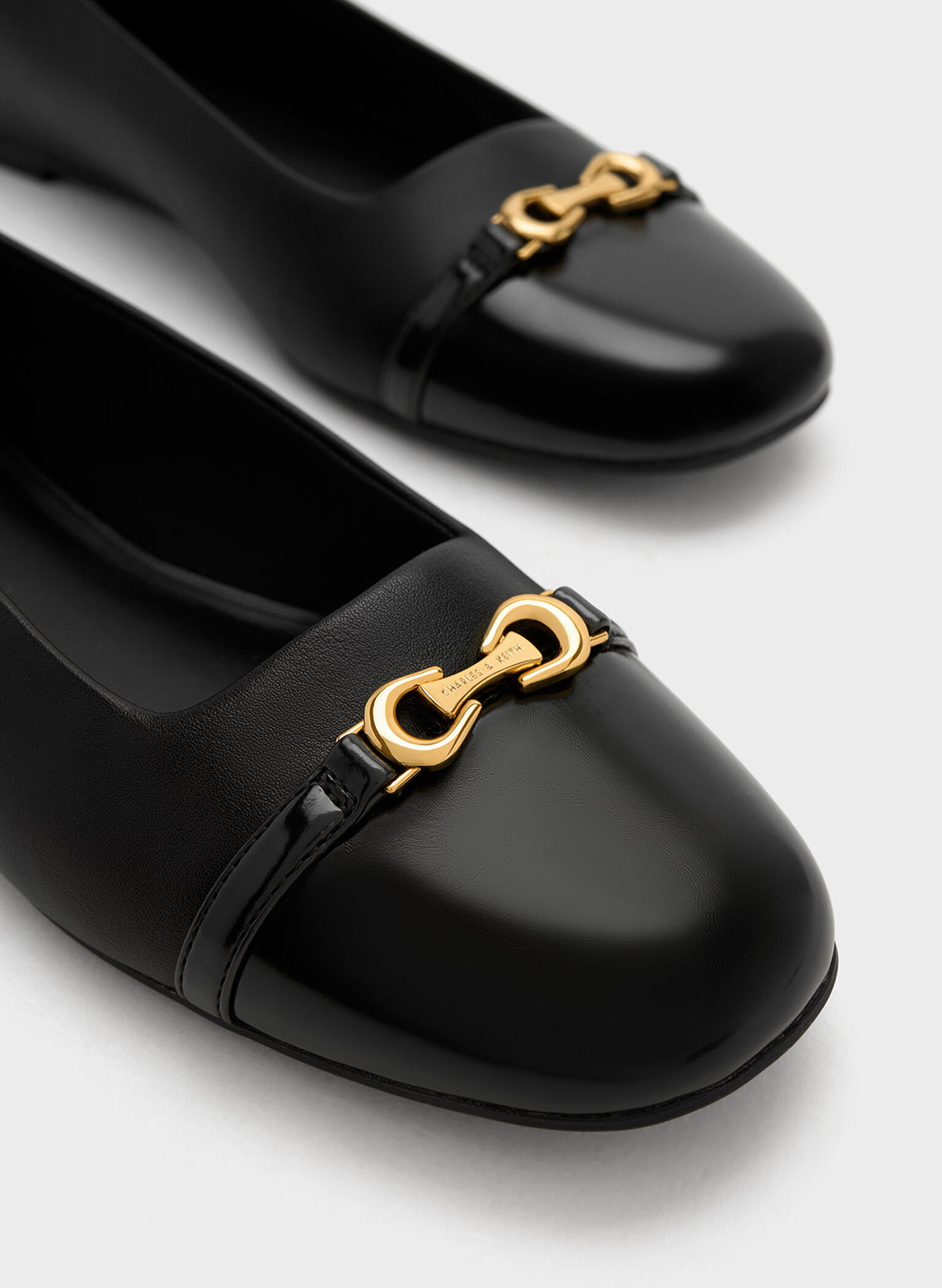 Metallic Accent Ballerinas, Black, hi-res