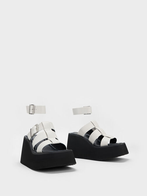 IIsa Flatform Gladiator Sandals, White, hi-res