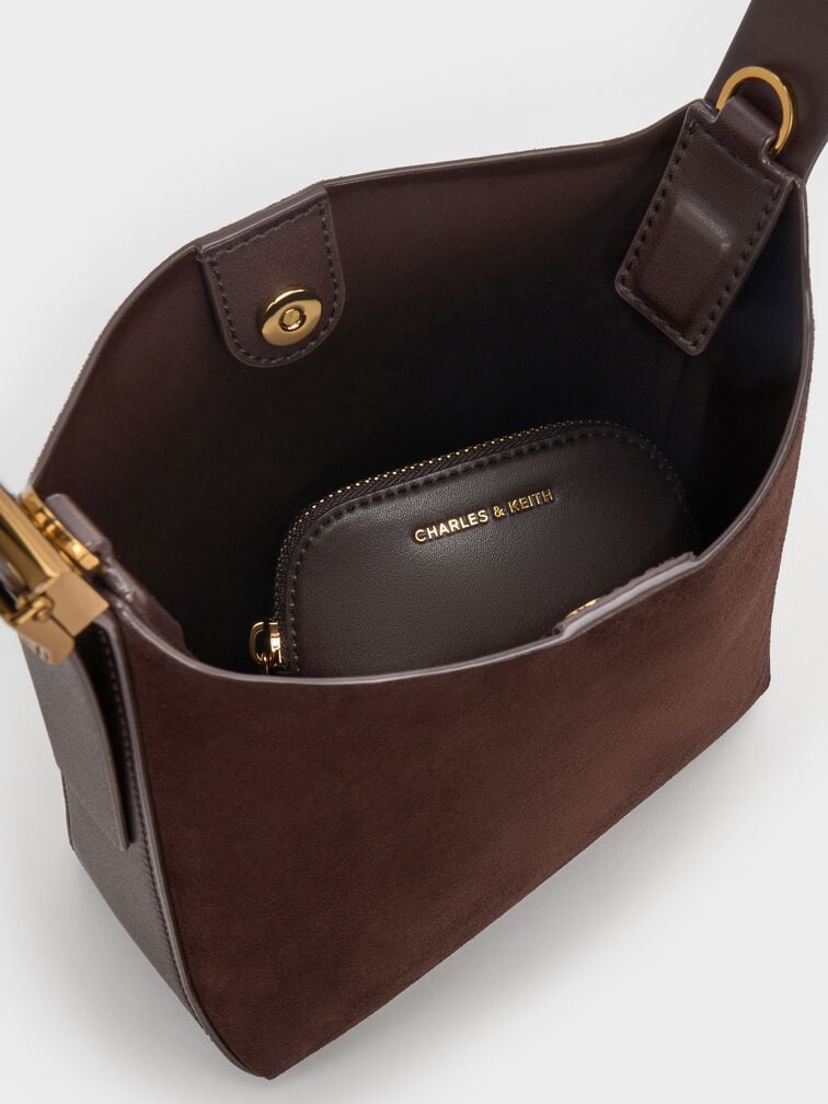 Edna Recycled Suede Bucket Bag, , hi-res