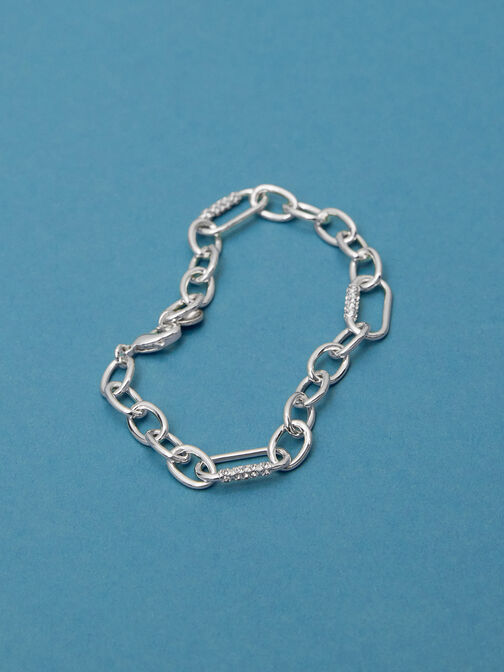 Reagan Crystal Chain-Link Bracelet, Silver, hi-res