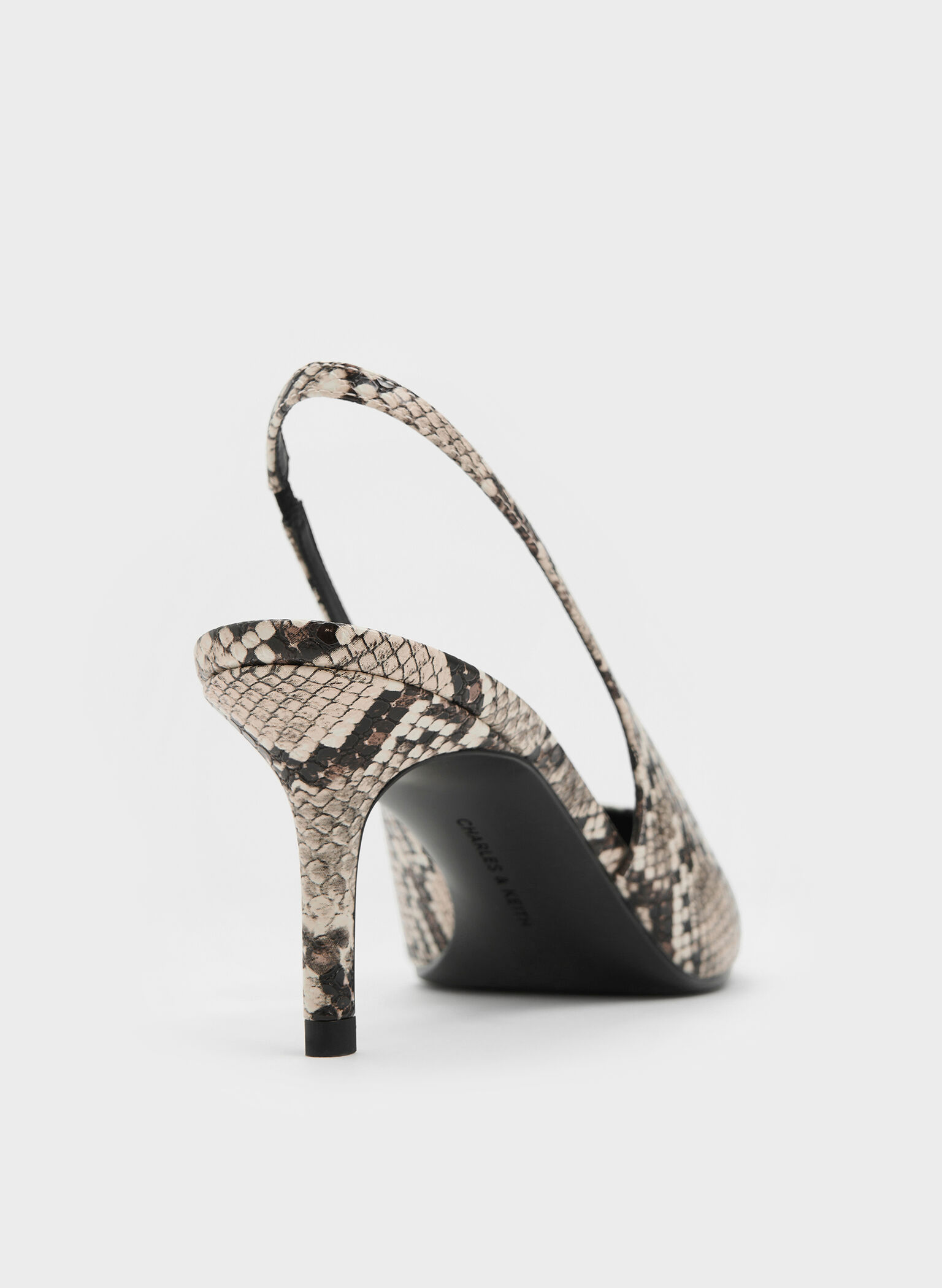 Kaia Snake-Print Pointed-Toe Slingback Pumps, Animal Print Natural, hi-res