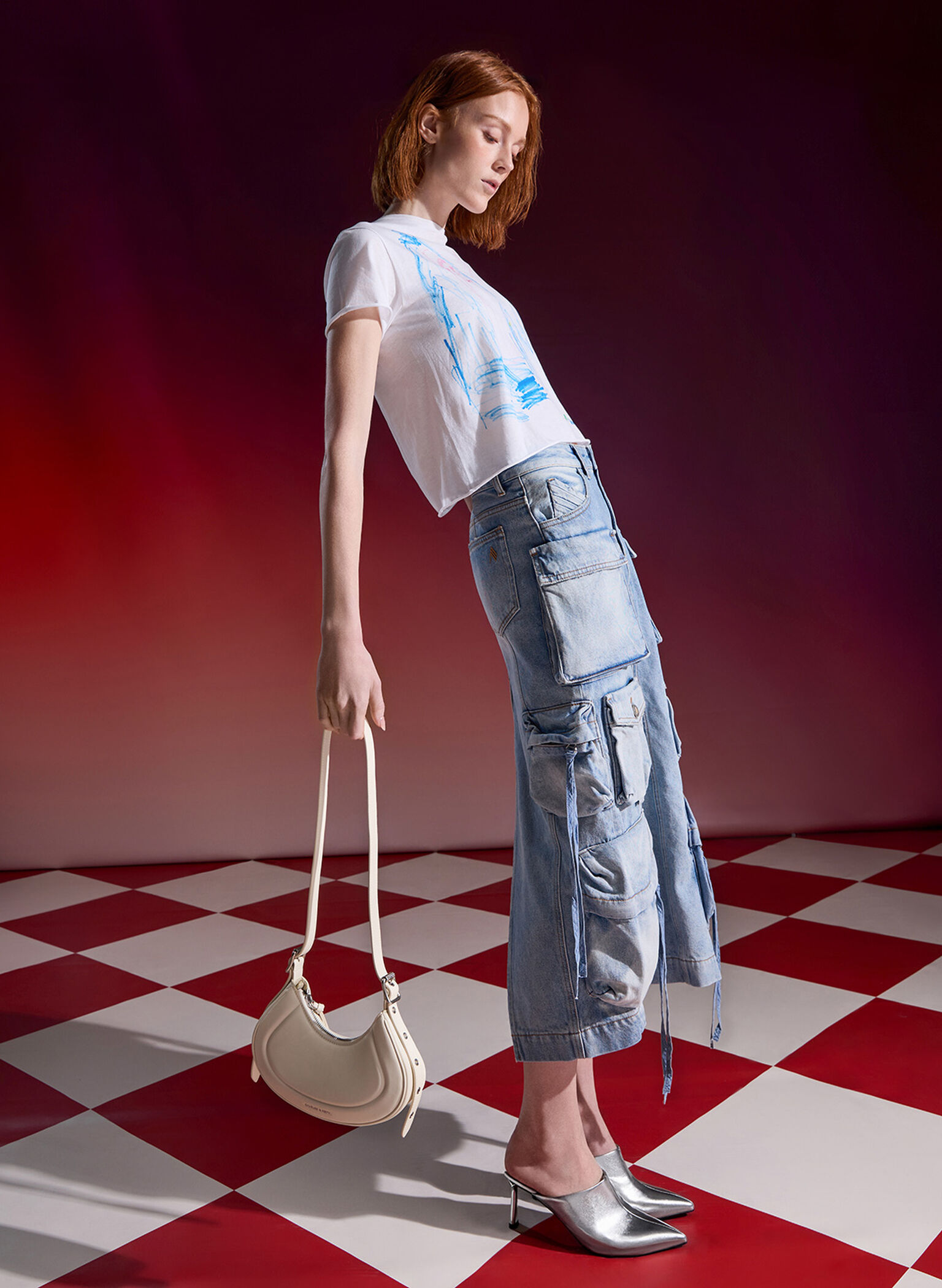 Petra Grommet-Strap Curved Shoulder Bag, Cream, hi-res