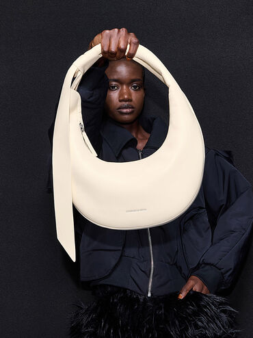 Mini Toni Knotted Crescent Hobo Bag, Chalk, hi-res