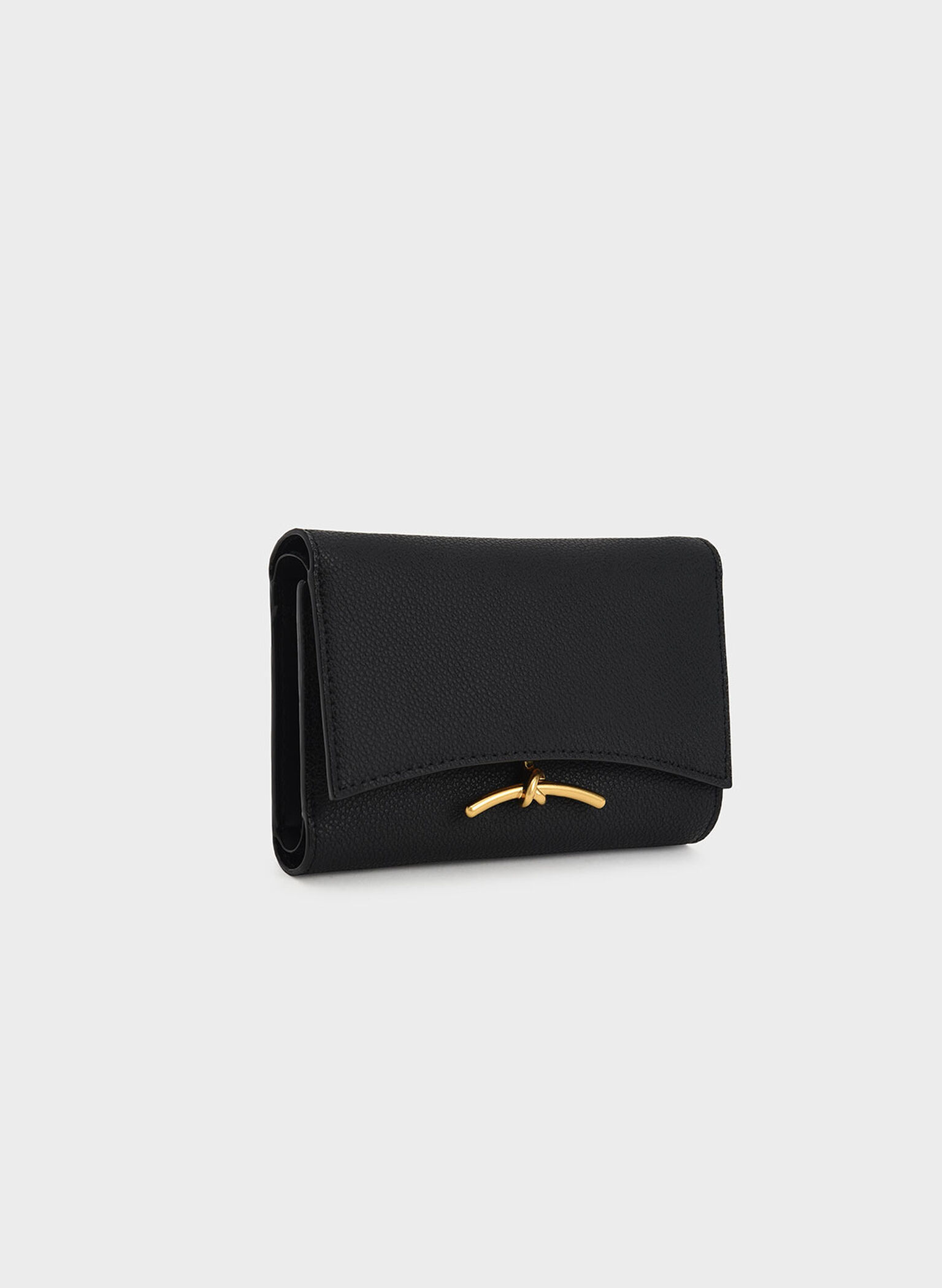 Huxley Metallic-Accent Front Flap Wallet, Black, hi-res