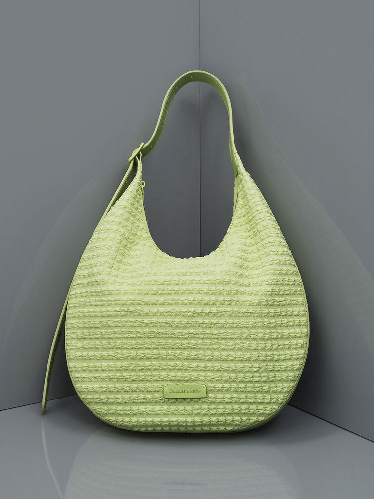 Textured Crescent Hobo Bag, Zesty Green, hi-res