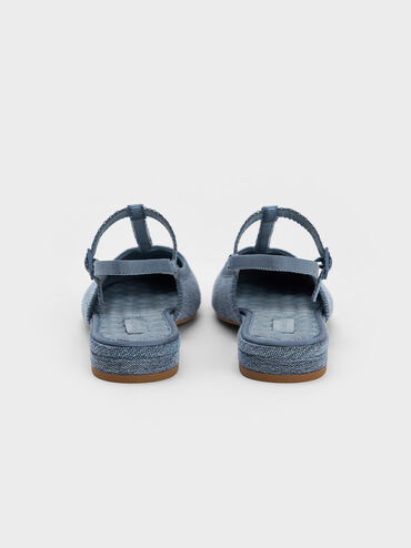 Denim T-Bar Mary Jane Slingback Flats, Denim Blue, hi-res