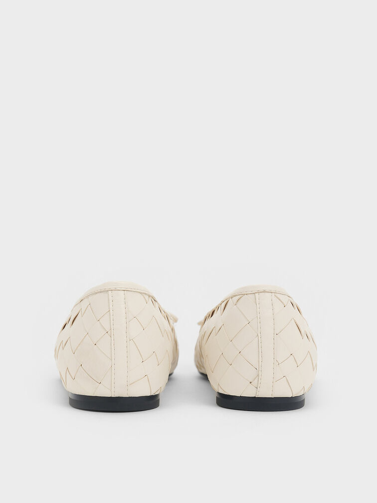 Woven Bow Ballet Flats, Chalk, hi-res