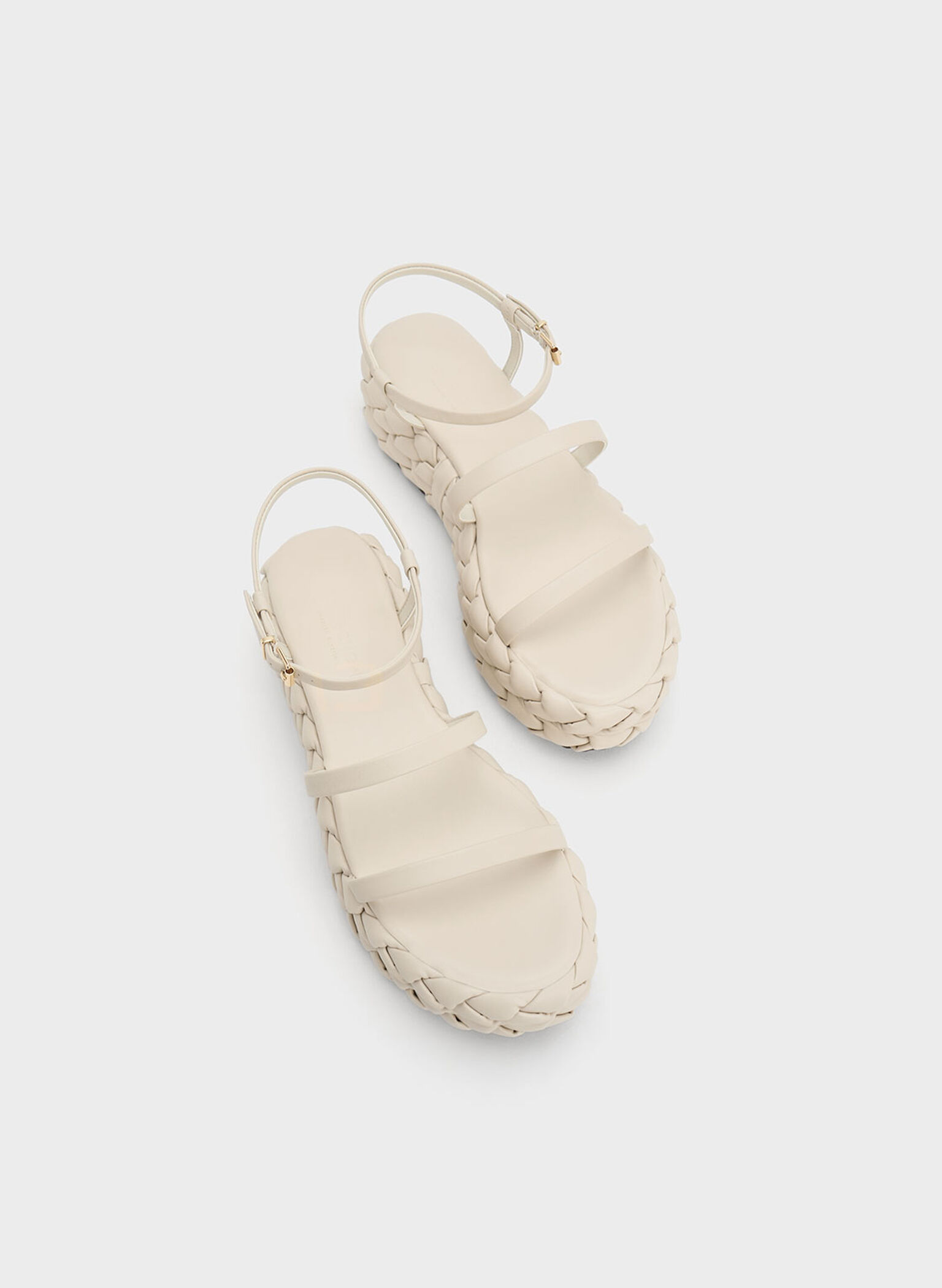 Tali Leather Braided Flatforms, Chalk, hi-res