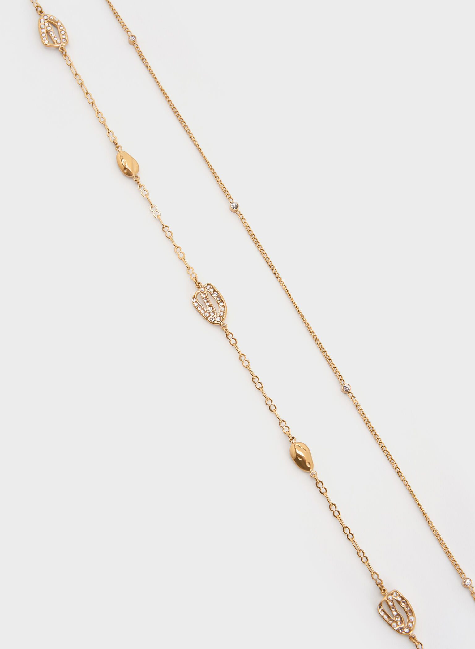 Aine Crystal Double-Chain Necklace, Gold, hi-res