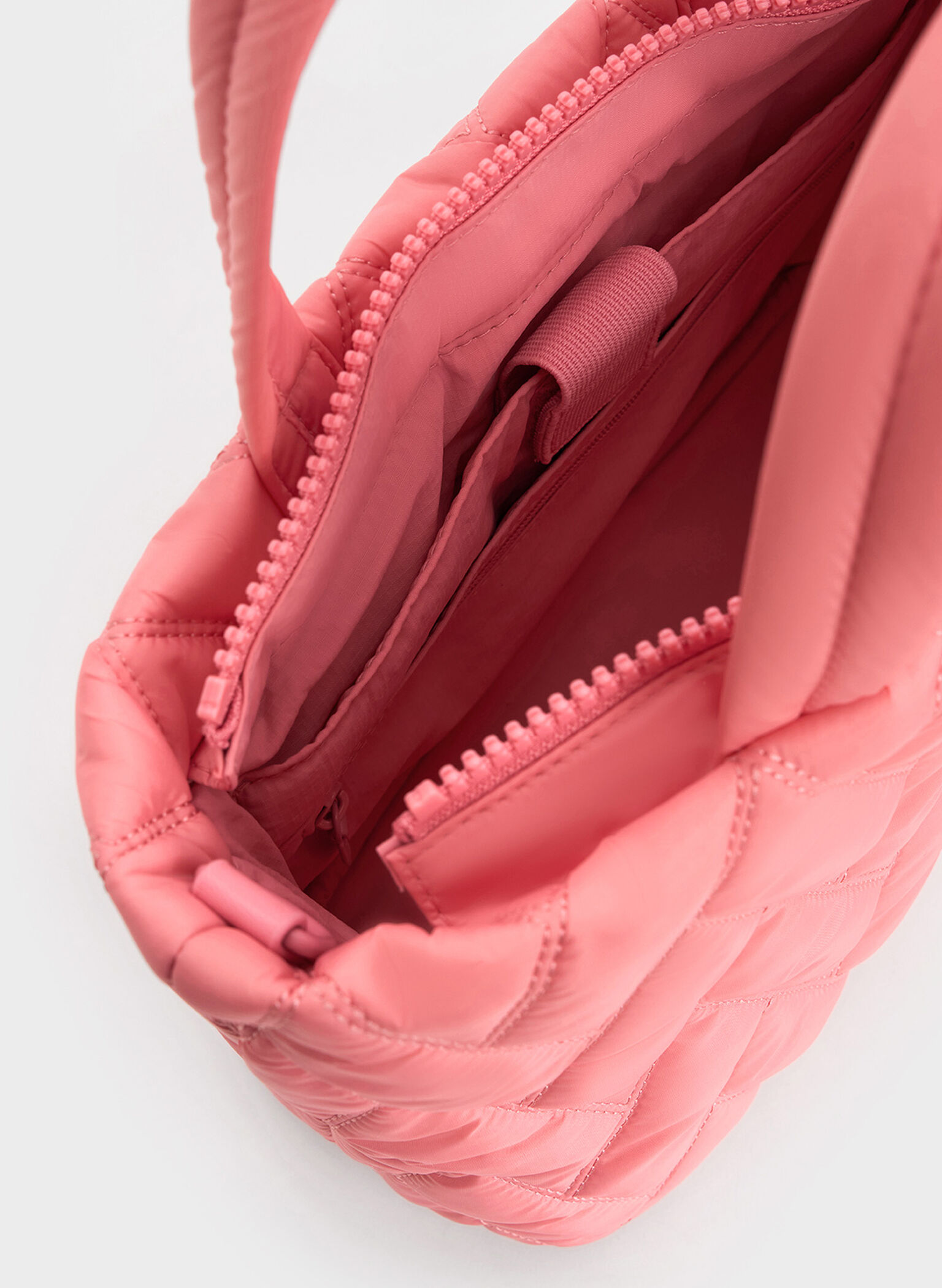Nylon Chevron Boxy Tote Bag, Guava Pink, hi-res