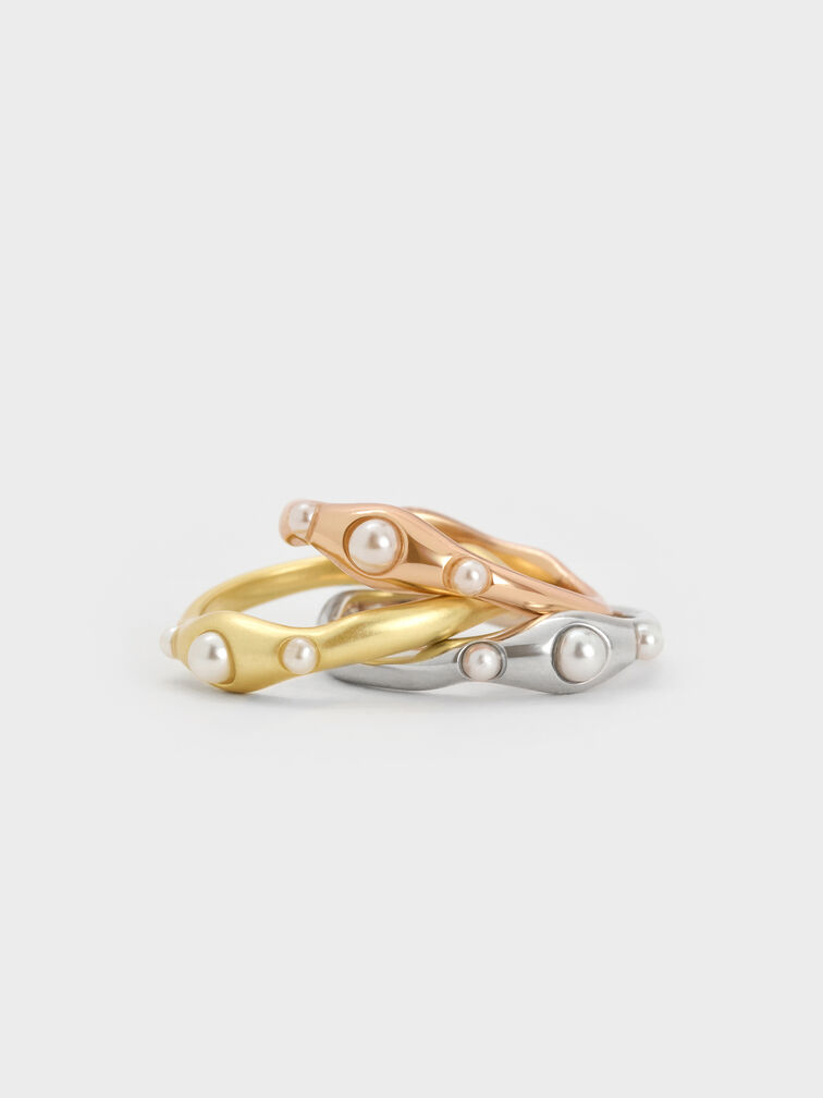 Corrine Pearl Sculptural Ring, Brush Gold, hi-res
