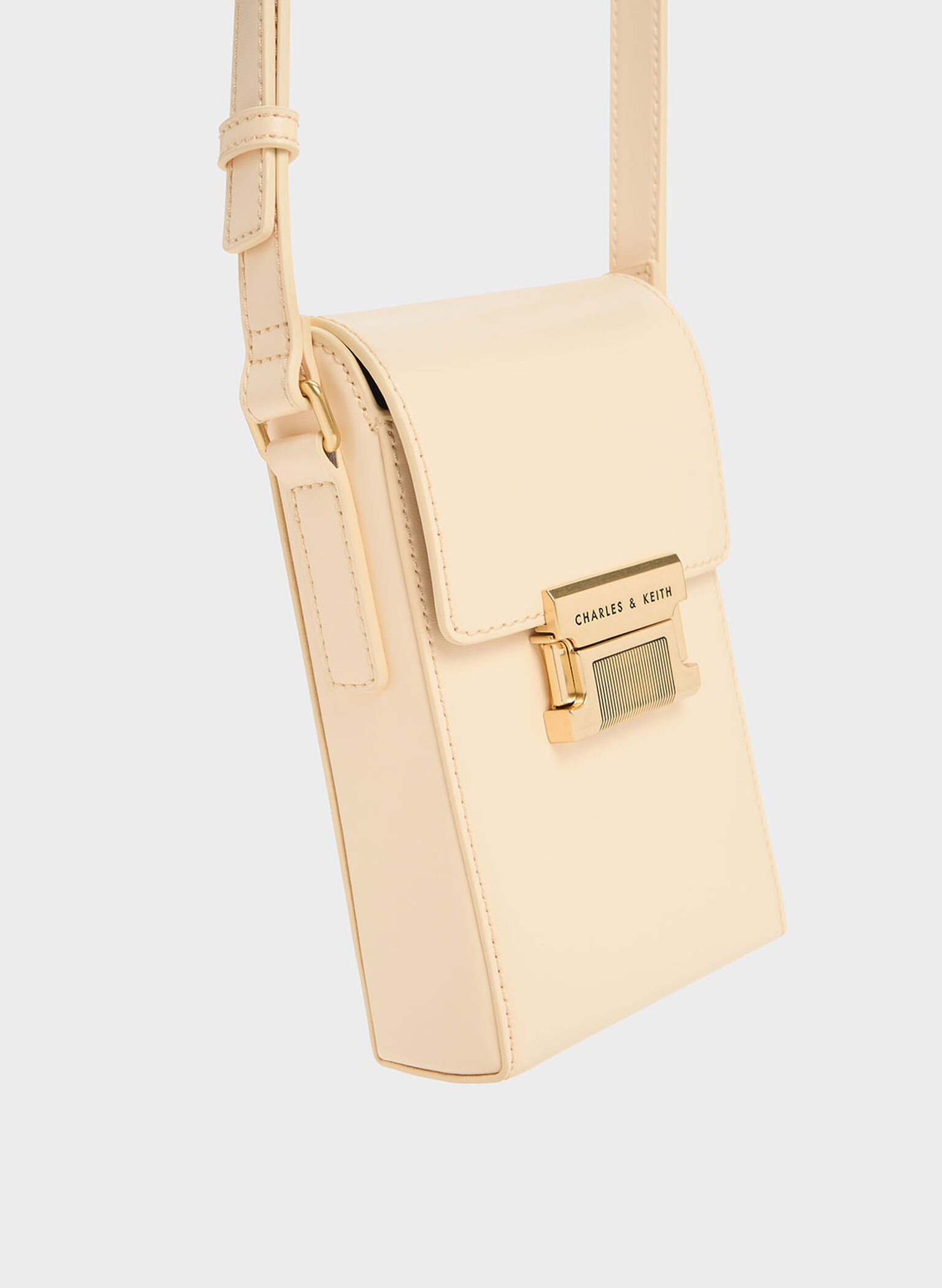 Freida Metallic Accent Elongated Pouch, Beige, hi-res