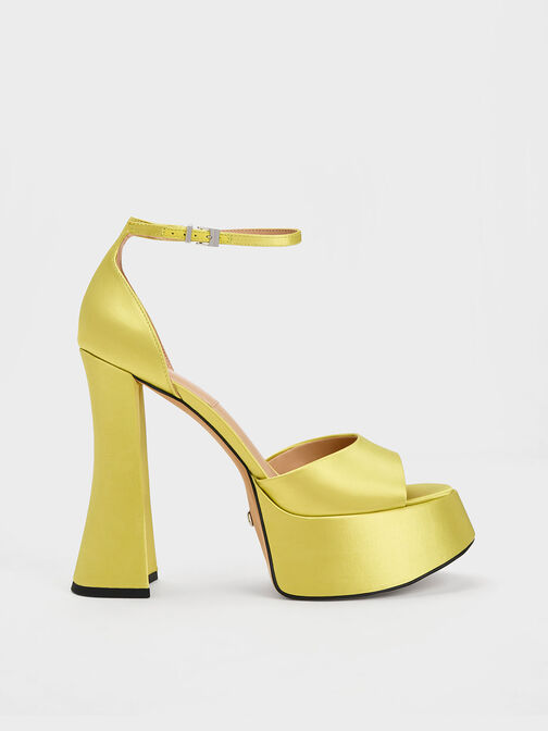 Michelle Recycled Polyester Platform Sandals, Lime, hi-res