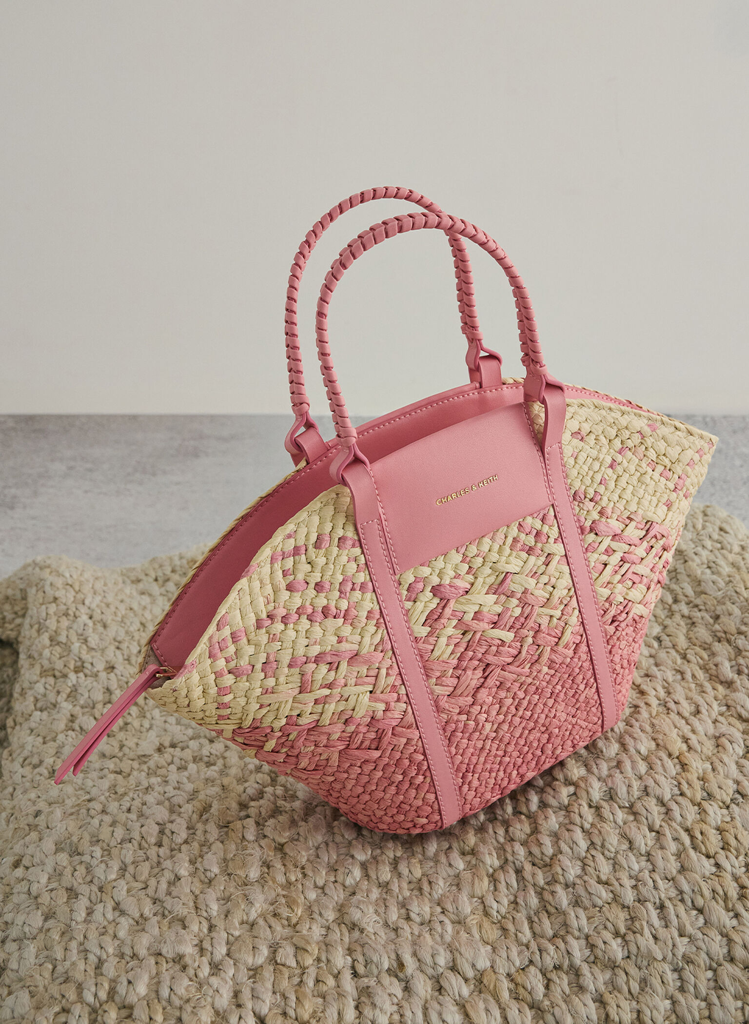 Shalia Raffia Basket Bag, Guava Pink, hi-res