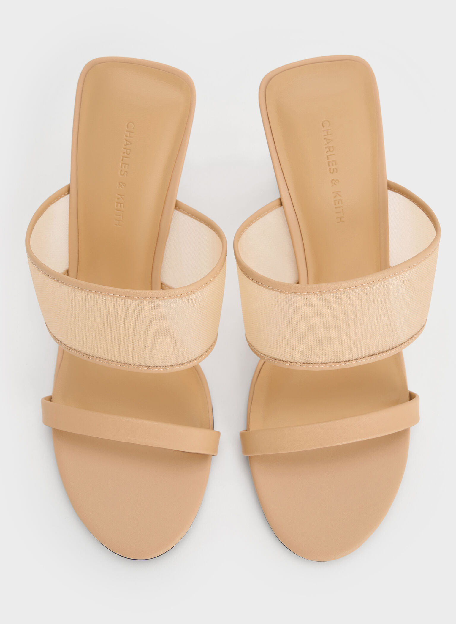 Mesh Sculptural-Heel Wedges, Nude, hi-res