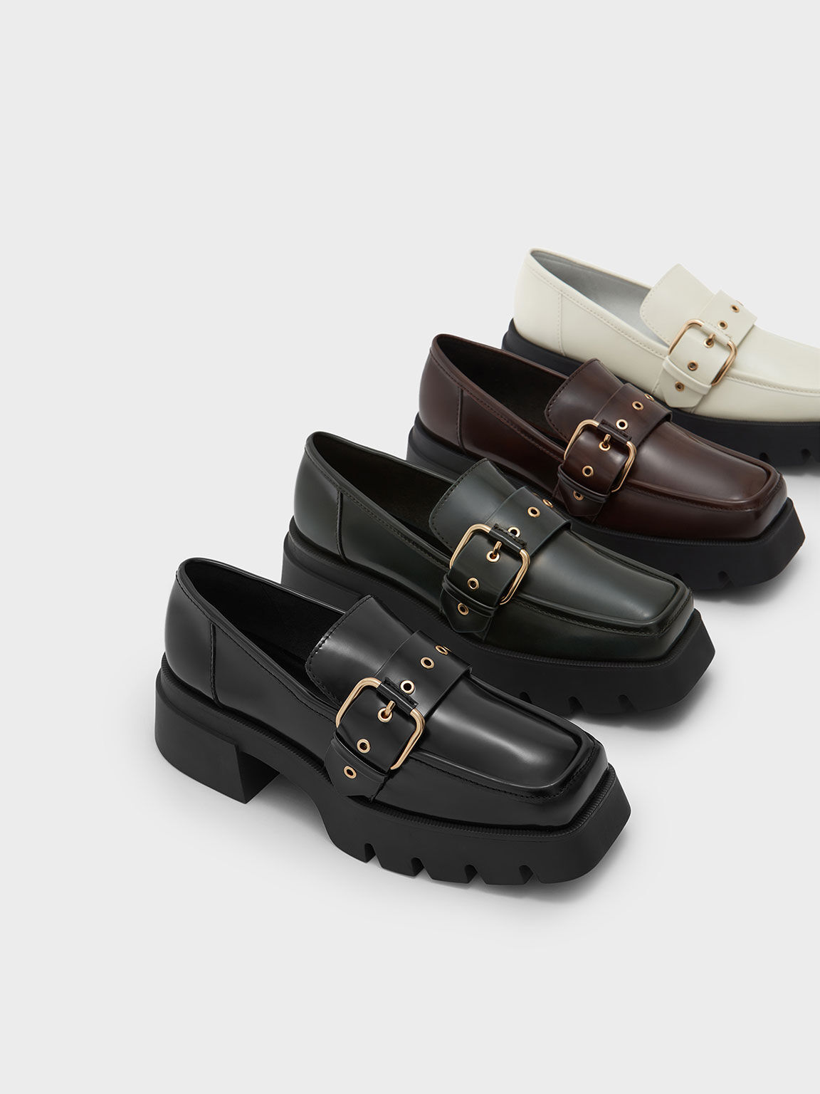 Fay Buckled Chunky Penny Loafers, Dark Brown, hi-res