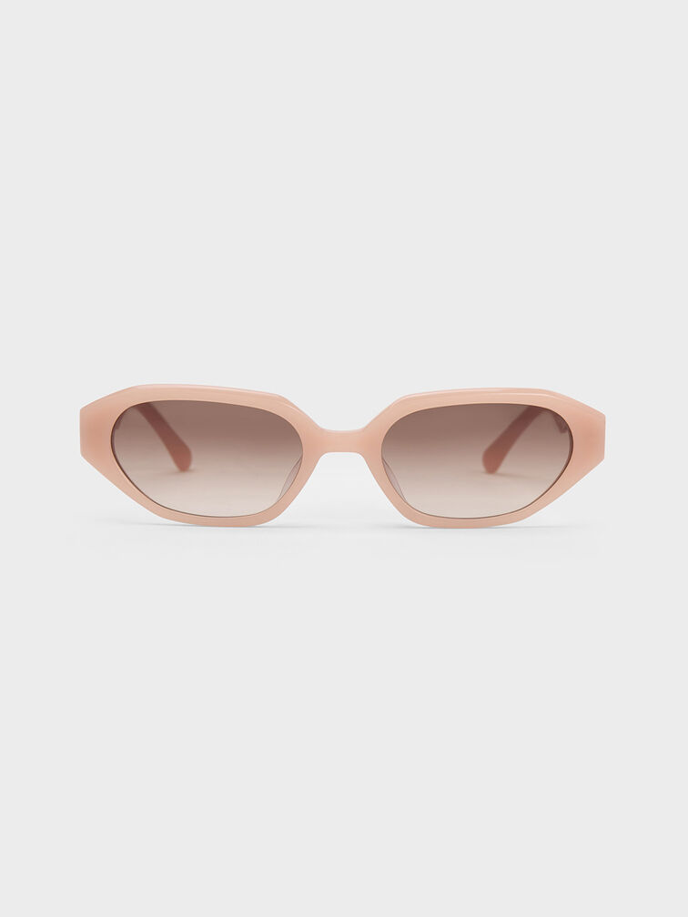 Acetate Oval Sunglasses, Pink, hi-res