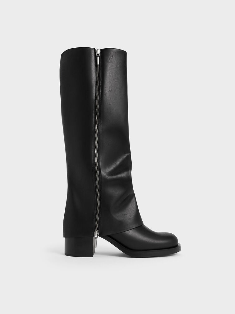 Louise Side-Zip Knee-High Boots, Black, hi-res
