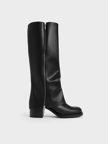 Louise Side-Zip Knee-High Boots, Black, hi-res