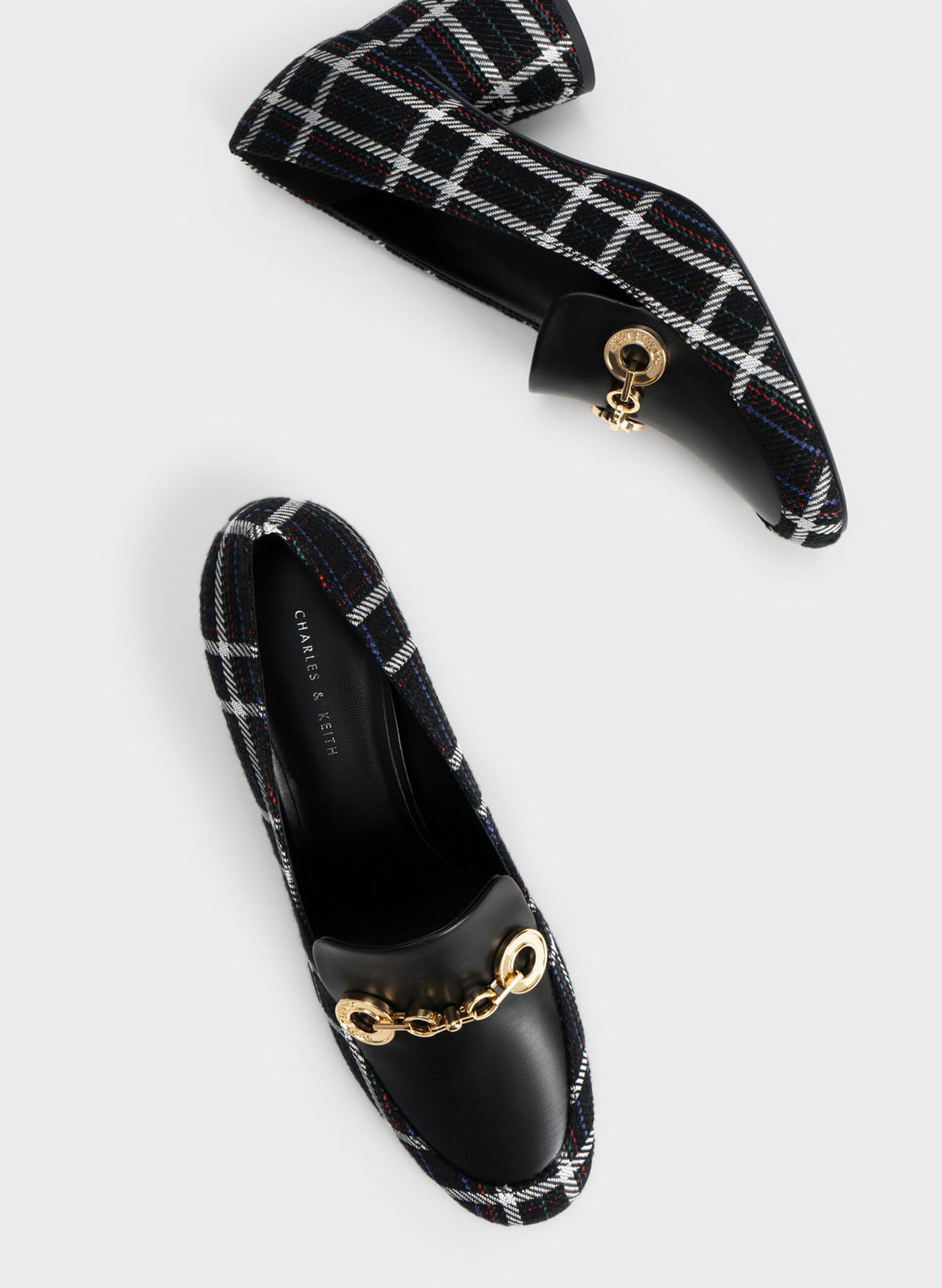 Circle Chain-Link Woven Loafer Pumps, Multi, hi-res