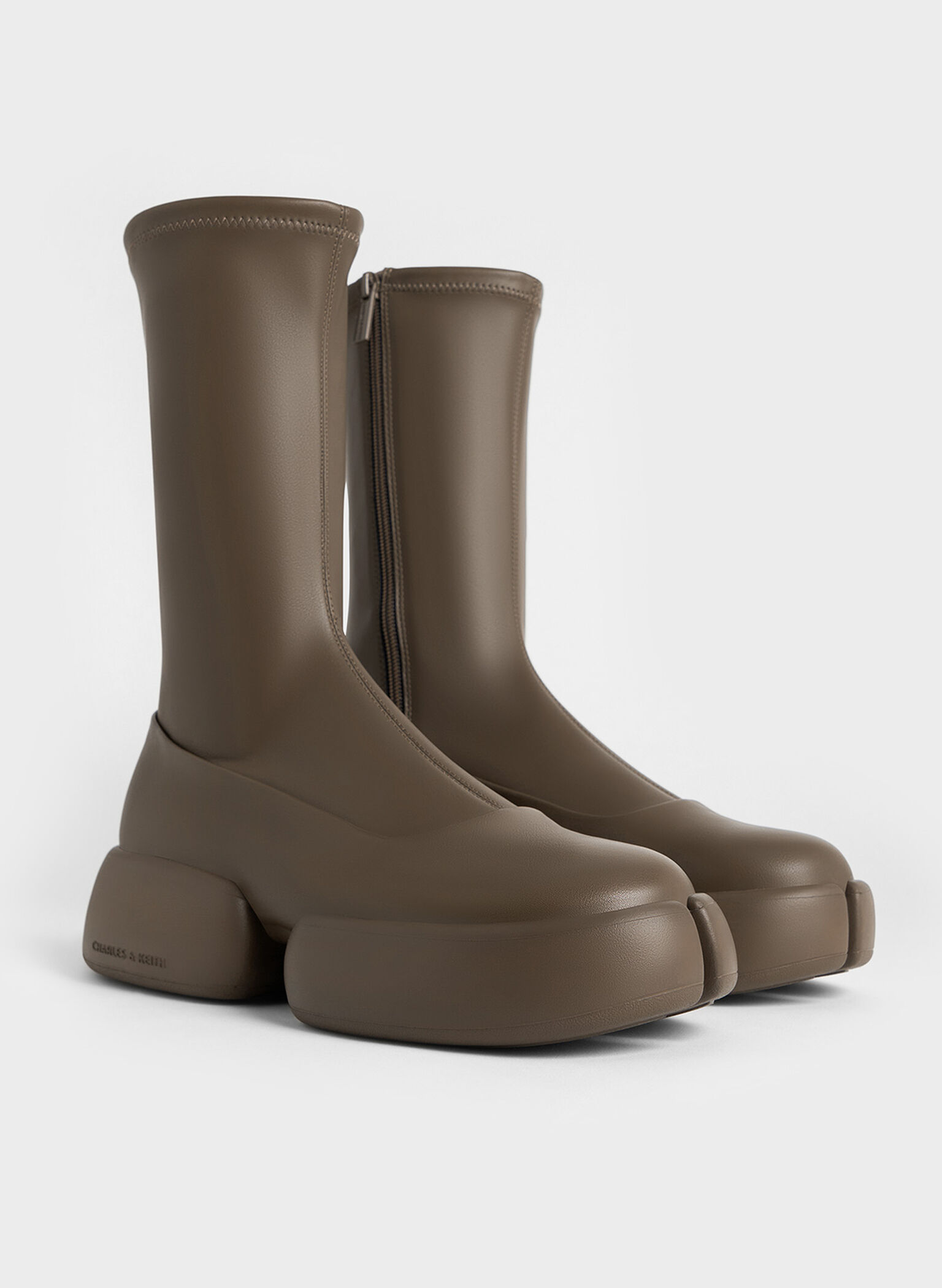 Jamie Side-Zip Platform Calf Boots, Dark Brown, hi-res