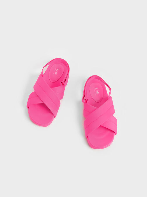 Girls' Padded Back-Strap Sandals, Fuchsia, hi-res