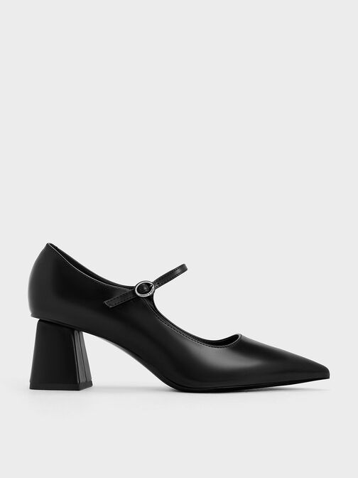 Pointed-Toe Mary Jane Pumps, Black Box, hi-res