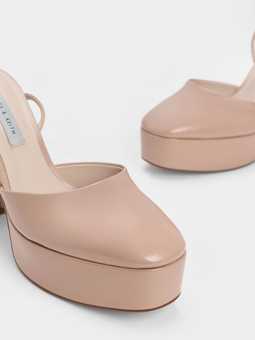 Jemma Patent Platform Ankle-Strap Pumps, Nude, hi-res